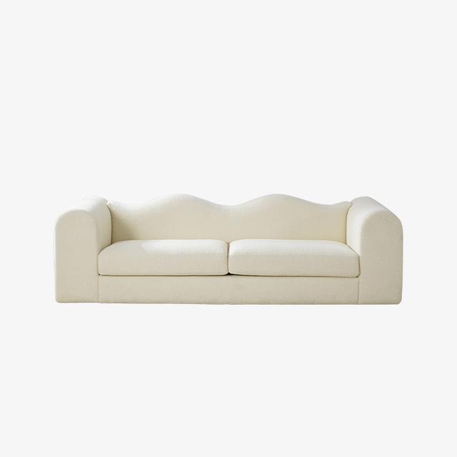 Luxury Wave kaareva kahden istuttava minimalistinen Teddy Fleece -sohva olohuoneeseen