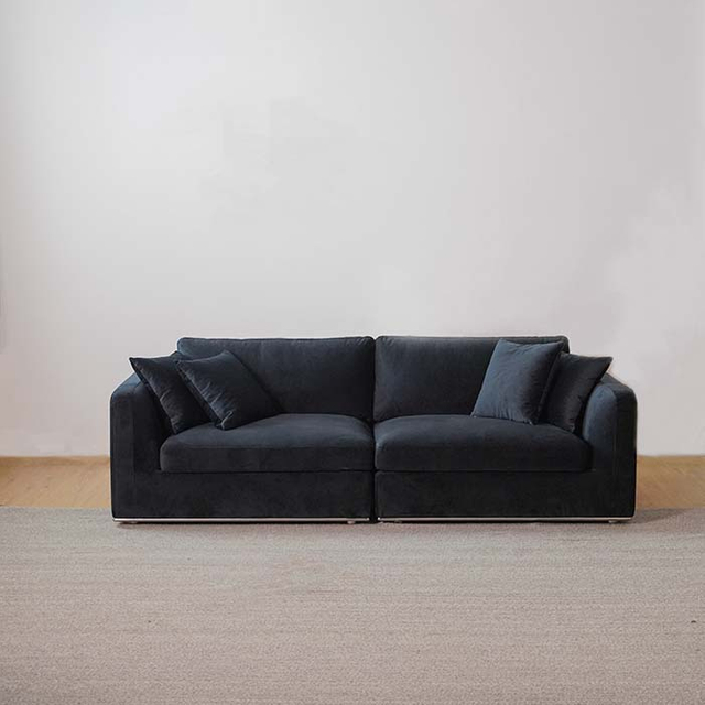 Moderni Black Velvet verhoiltu 3 istuttava olohuoneen sohva