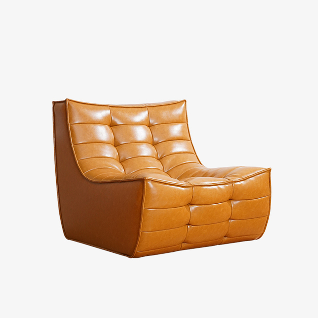 Moderni nahkainen yhden laiska sohvatuoli, verhoiltu käsivarreton lepotuoli