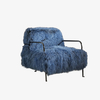 Ylellinen Blue Wool Accent Chair Yksinkertainen nojatuoli metallirungolla