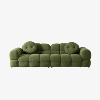 Moderni vihreä laiska sohva Sherpa-kangas Kolmen istuttava vaahtokarkkisohva tyynyillä olohuoneeseen