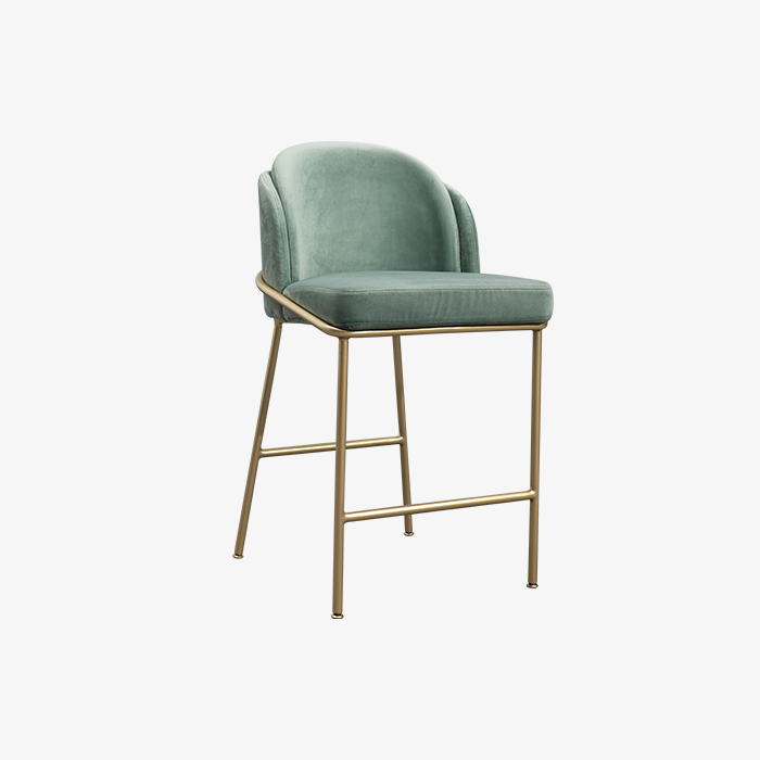 Minimalistinen Velvet Leather Metal Barstools Keittiön ruokapöydän tuoli