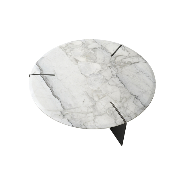 Valkoinen pyöreä marmorinen sohvapöytä Modernit sisä-ulkohuonekalusetit