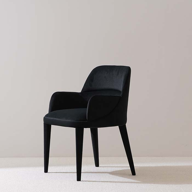 Moderni minimalistinen Black Velvet -pehmustettu selkänojallinen ruokapöydän nojatuoli