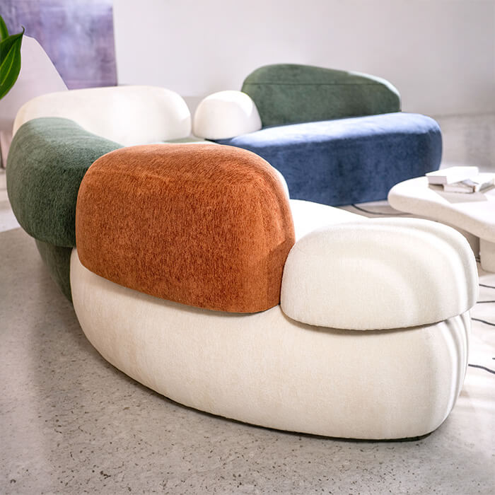 Italialainen Pebble Rubble -sarjan modulaarinen verhoiltu sohva 