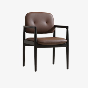 Moderni ruskea nahkaverhoiltu avoin selkä Accent Chair ruokapöydän nojatuolit 