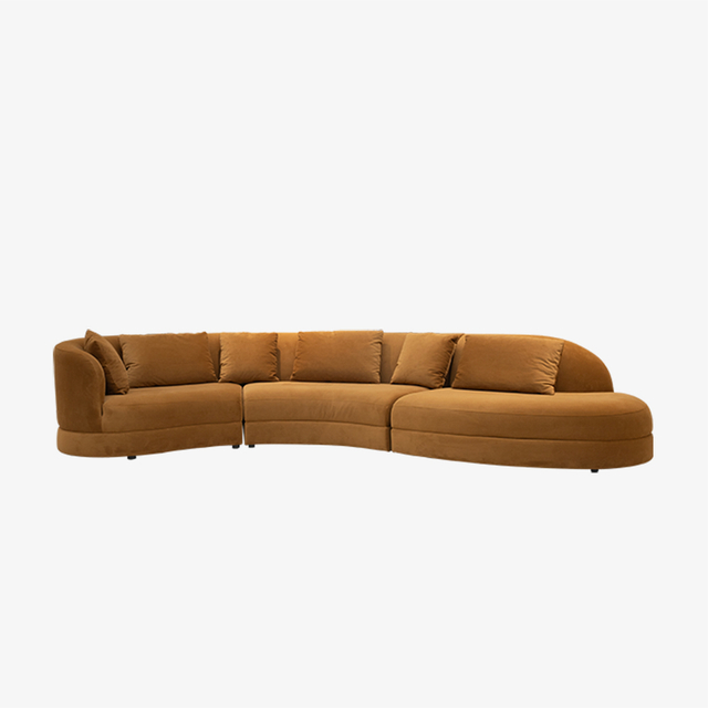 Moderni nykyaikainen šenillekangas, kaareva poikkipintainen sohvasohva, kolmen istuttava olohuoneeseen