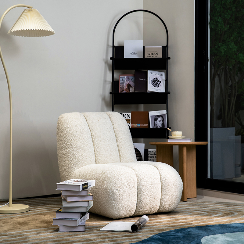 Minimalistinen Boucle Floor yhden sohvan lepotuoli